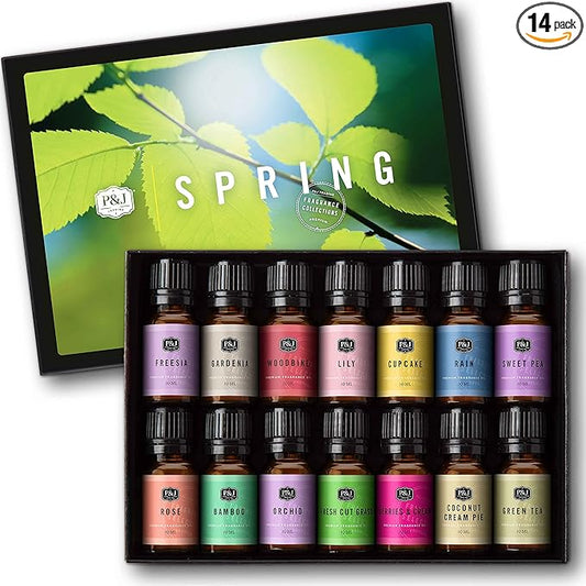 P&J Trading Spring Set of 14 Fragrance Oils - Scents for Candle Making, Soap Making Supplies, Diffuser Oils