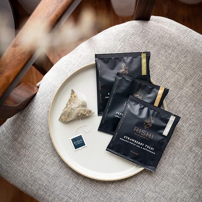 Rishi Tea Blueberry Hibiscus Herbal Tea - Organic, Caffeine Free Sachet Bags, Sweet & Tangy with Antioxidants, Enjoy Hot or Iced - 50 Count