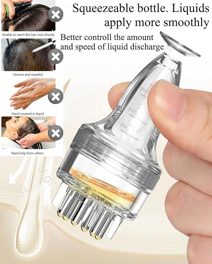 2 pcs Hair Oil Applicator for Scalp Oil Applicator for Scalp,Oil Comb/Scalp/Hair Applicator, Small Minoxidil Brush Scalp Applicator(Transparent)