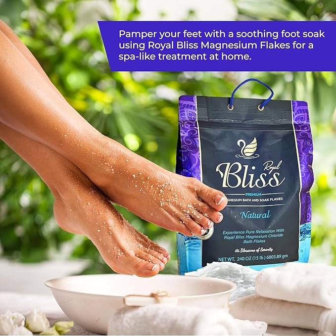 Magnesium Bath & Foot Soak Flakes, Epsom Salt Alternative, High-Absorption Minerals, Natural Salts for Relaxation, Wellness & Muscle Relief, Ideal for Soaking, Recovery, and Stress Relief 10 LB