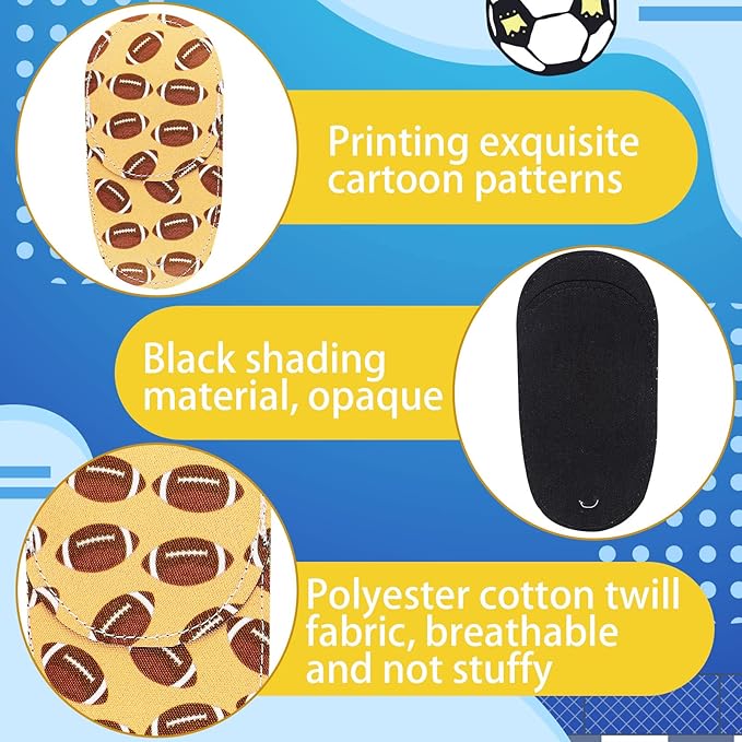 Newcotte 12 Pcs Eye Patch for Kids Toddler Reusable Adjustable Girls Boys Eyepatch for Glasses Left or Right Eye Patch, Assorted Patterns(Sports)