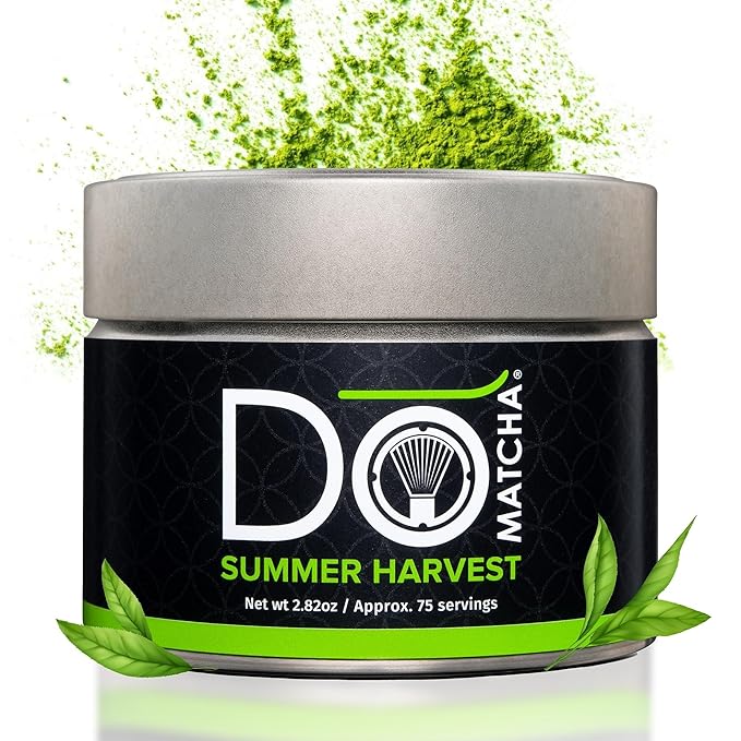 DoMatcha - Summer Harvest Green Tea Matcha Powder, Natural Source of Antioxidants, Caffeine, and L-Theanine, Promotes Focus and Relaxation, Kosher, 75 Servings (2.82 oz)