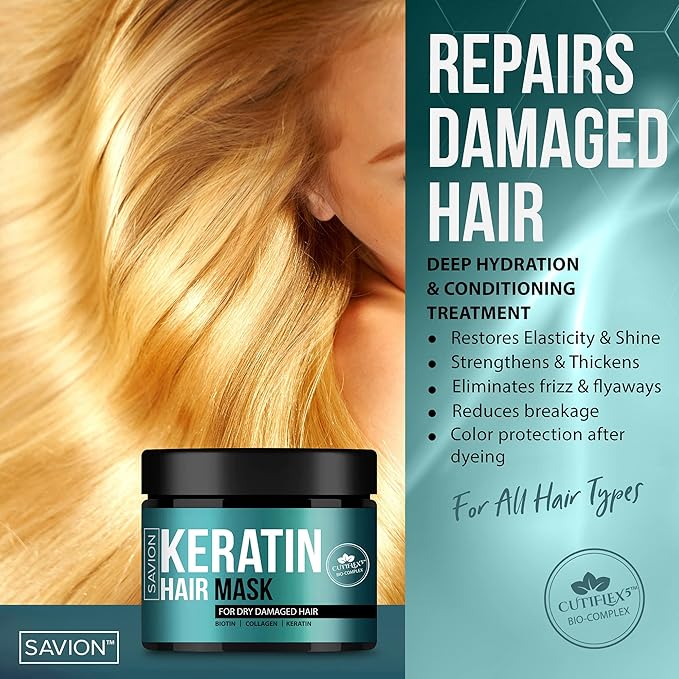 SAVION Keratin Hair Mask for Women - 8.45 oz Masque