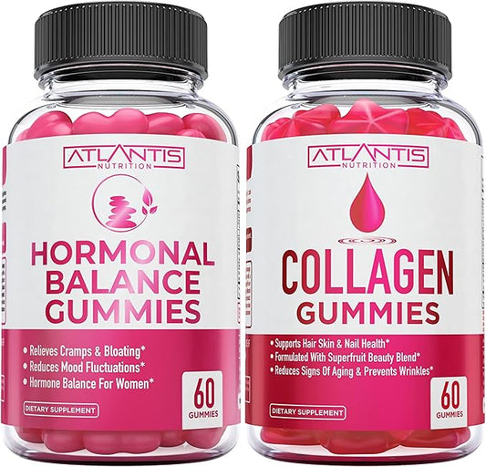 Atlantis Nutrition Hormonal Balance PMS Relief 60 Gummies + Collagen 60 Gummies