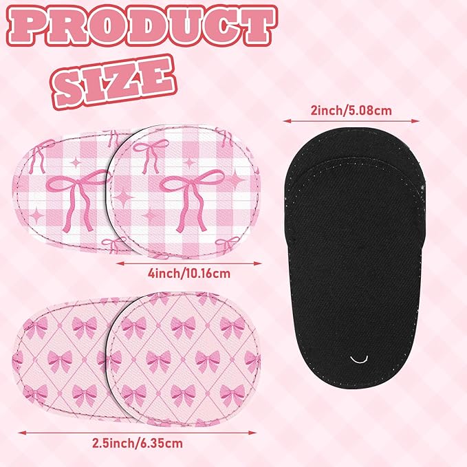 Newcotte 12 Pcs Eye Patch for Kids Toddler Reusable Adjustable Girls Boys Eyepatch for Glasses Left or Right Eye Patch, Assorted Patterns (Pink Coquette Bow)