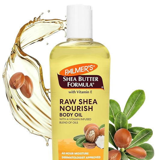 Palmer's Shea Formula Raw Shea Body Oil with Vitamin E, Deep Body Moisturizer to Soothe & Nourish Dry, Sensitive & Eczema-Prone Skin, 8.5 oz