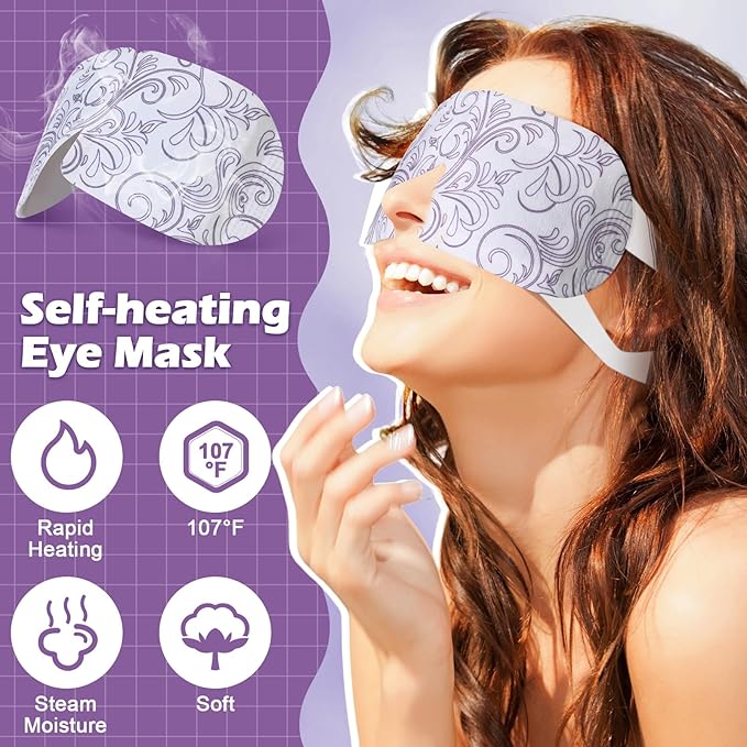 50 Packs Steam Eye Mask for Dry Eyes Spa Warm Sleep Mask Self Heating Disposable Eye Masks for Home Office Travel Eyestrain Relieve(Lavender Scent)