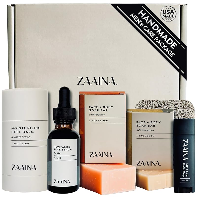 Men's Self Care Package, Father's Day Gifts for Men, Relaxation Spa Gift Set for Him - Luxury Natural Handmade Men Skin Care Kit, Unique Self Care Gift for Men by ZAAINA