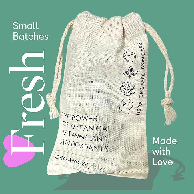 Organic28. 100% Organic Antioxidant Serum – USA Made. 47 Botanicals. Concentrated Rejuvenating Serum For Face & Décolletage. Rich Vitamins Organic Moisturizer. Aromatherapy: Bulgarian Rose.2 Fl. Oz