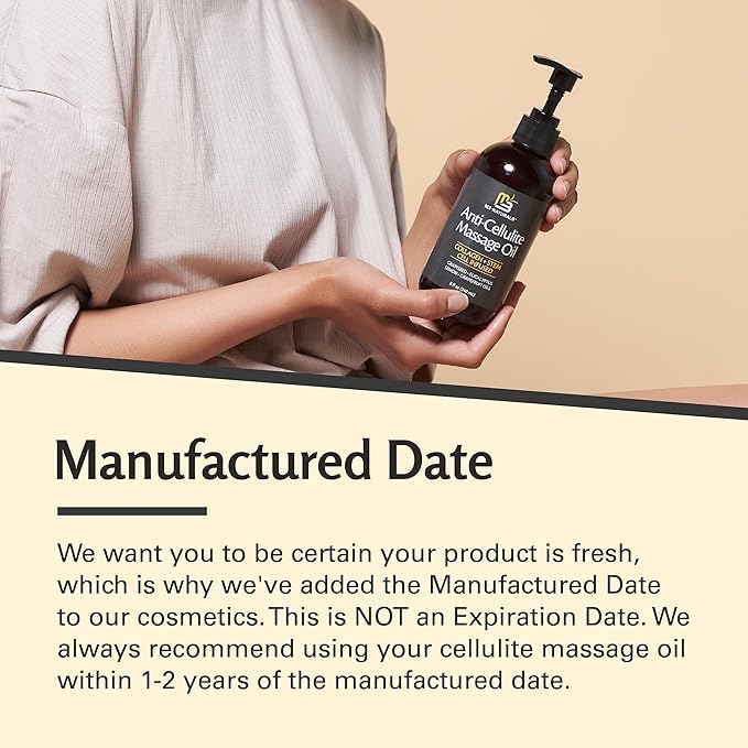 Anti Cellulite Massage Oil – Firming Body Oil with Collagen & Stem Cell | Skin Tightening, Anti-Aging & Cellulite Remover for Legs | with Natural Oils & Refreshing Aroma – 8 Fl Oz by M3 Naturals