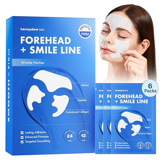 Forehead and Smile Line Wrinkle Patches - Anti Wrinkle Patches for Lip - Face Tape Overnight Self Care for Woman for Smoothing and Firming - Smile Line Patches (6 Pack)