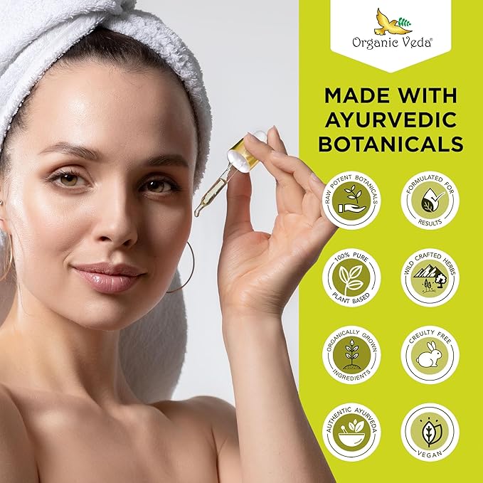 Organic Veda Moringa Face Oil - Hydrating, Fast Absorbing, Miracle Tree Antioxidants, Facial Serum - Organic Moringa Oil, Turmeric, Rose -Anti-Aging, Non-Greasy Day & Night Beautifying Oil -50ml