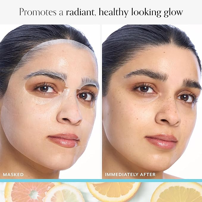 Bliss Vitamin C & Niacinamide Sheet Mask to Brighten Dull Skin and Dark Spots, Cruelty-Free, Vegan and 100% Biodegradable