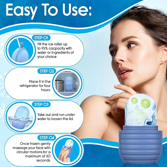 1Pcs Ice Roller for Face, Ice Face Roller, Reusable Silicone Ice Mold for Face, Facial Beauty Ice Roller Skin Care Tools for Shrink Pores Anti Wrinkle Reduce Puffiness (Pink)