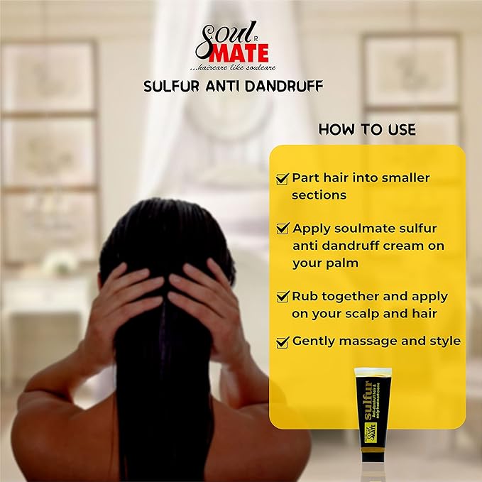 SOUL MATE Sulfur Anti-dandruff Hair Cream With Menthol (5.9oz) | Fast Relief With Herbal Extract | Scalp Treatment For Dry Itchy Scalp | Dandruff Free Hair Moisturizer