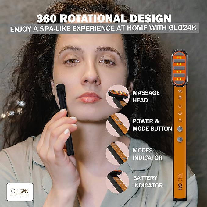 GLO24K 7 Color LED Super Wand plus Hydra Gel for Radiant, Glowing Skin on the Face, Neck, and Around the Eyes