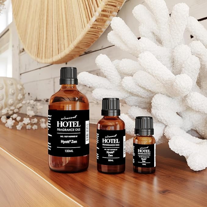 AirScent Hotel Diffuser Oil Inspired by The Hyatt Zen Hotel Scent - Premium Fragrance Oil No. 1027 for Ultrasonic and Waterless Diffusers and Crafting - 30 mL, 1 fl oz Glass Bottle with Dropper