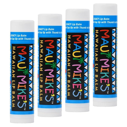 MAUI MIKE'S-Best Tasting Pina Colada Lip Balm for Chapped Lips. (4 pack) Glides on Smooth for Soothing Lip Care with Aloe, Vitamin E - Restore Dry Lips Today! (Pina Colada)