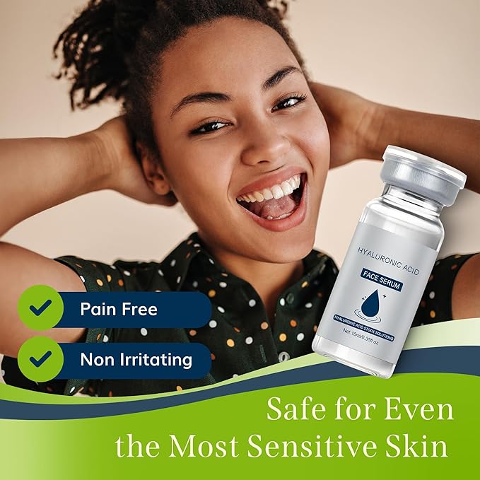 Microrevive Titanium Micro Infusion Facial System - Home Microneedling Kit with Collagen-Stimulating Derma Stamp & Premium Hyaluronic Acid Serum - Set Includes 1 Serum, 1 Applicator & 1 Dropper