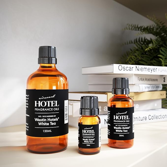 AirScent Hotel Diffuser Oil Inspired by Westin White Tea Hotel Scent - Fragrance Oil No. 1012 for Ultrasonic and Waterless Diffusers and Crafting - 10 mL, 0.34 fl oz Glass Dropper Bottle