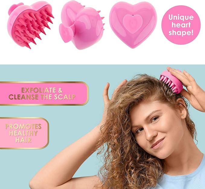 EXPRESSIONS Scalp Massager –1pc Pink Heart Shaped Scalp Massaging Tool to Rejuvenate Scalp & Hair Follicles, Ergonomic Design Silicone Scalp Scrubber for Everyday Scalp Care