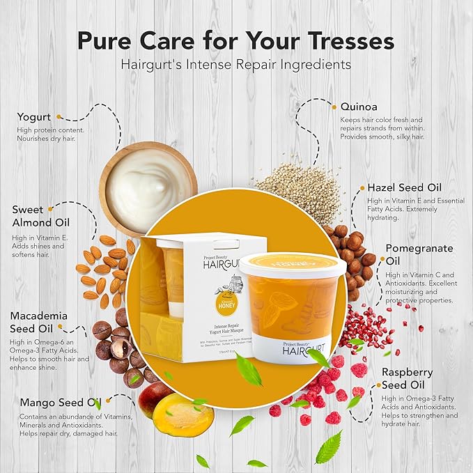 Intense Repair Yogurt Deep Conditioner Treatment Hair Masque - Best Hair Mask for Thicker, Fuller Hair, Organic Oils for Bleached Hair, Protein Hair Mask With Prebiotics, Anti Frizz Hair Mask
