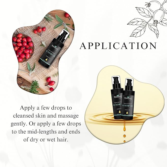 COLD PRESSED ROSEHIP OIL - 100% Pure and Natural Moisturizing Face, Hair, Body, Skin Care, 100ml