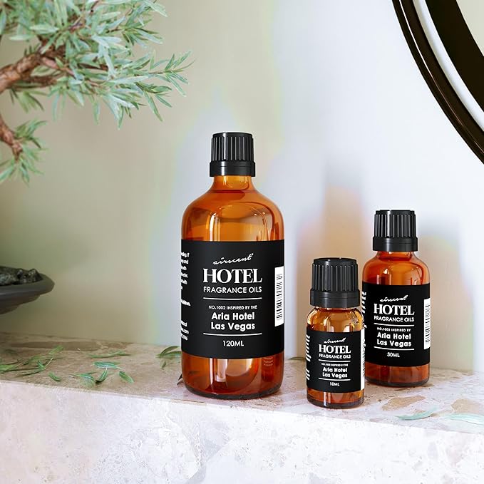 AirScent Hotel Diffuser Oil Inspired by The Aria Asian Garden Scent - Premium Fragrance Oil No. 1003 for Ultrasonic and Waterless Diffusers and Crafting - 10 mL, 34 fl oz Glass Dropper Bottle