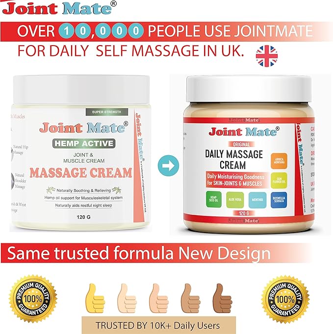 Hemp Cream HIGH Strength for Joint & Muscle Natural Massage Knee Hands Feet Shoulder Neck Lower Back- Non GMO- Clean- Organic Relief rub Balm