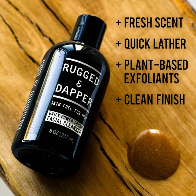 RUGGED & DAPPER - Daily Mens Face Wash + Scrub - 5 Month Supply - Deep Exfoliating Cleanser - Prevents Breakouts - Acne Face Wash Men's - USA Made with Natural Ingredients