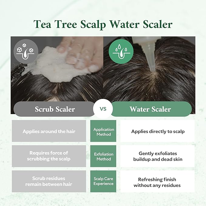 Tea Tree Scalp Water Scaler | Exfoliator for Itchy Dry Flaky Scalp, Buildup Remover, Treatment for Excess Sebum Oily Greasy Hair | Korean Hair Care Products, Refill 16.9 fl oz