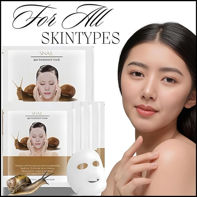 Snail Mucin Facial Sheet Mask | Korean Skincare Detox Mask |After Sun Care and Glowing Glass Skin | Hydrating Sheet Mask for Spa Day Self-Care | Anti-Aging Skin Renewal