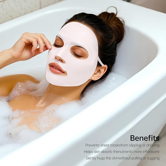 4 Pack Silicone Face Mask Holder for Sheet Masks,Moisturizing Facial Mask Cover,Prevent Evaporation,Beauty Face Tool,Travel Pouch,Reusable Anti-Wrinkle Silicone Face Mask