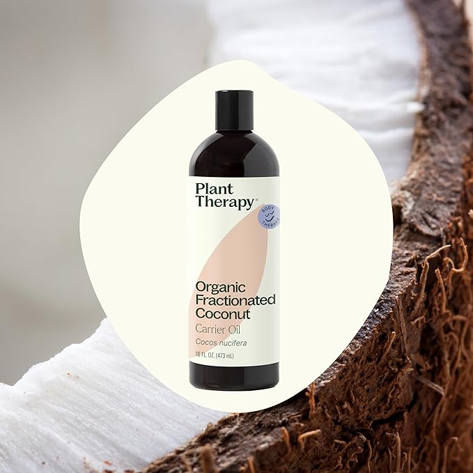 Plant Therapy Organic Fractionated Coconut Oil for Skin, Hair, Body 100% Pure, USDA Certified Organic, Natural Moisturizer, Massage & Aromatherapy Liquid Carrier Oil 16 oz