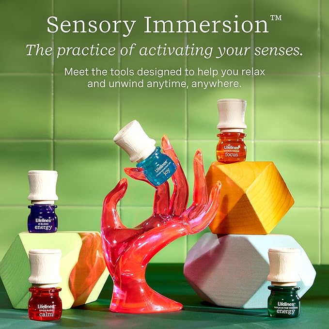 Lifelines Essential Oil Blends, 4-Pack - Blended Essential Oils with Precision Pump for Aromatherapy Diffusers - Long-Lasting Scented Fragrance - Herbal Garden (Joy, Calm, Focus & Energy)