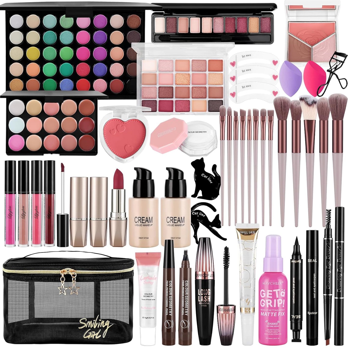 Makeup Set For Women Full Kit Includes Eyeshadow Concealer Palette Lip Gloss Lipstick Eye Pencil Makeup Brushes, All In One Makeup Gift Set For Teen, Girl And Beginner，Stocking Stuffers for Teen Girls