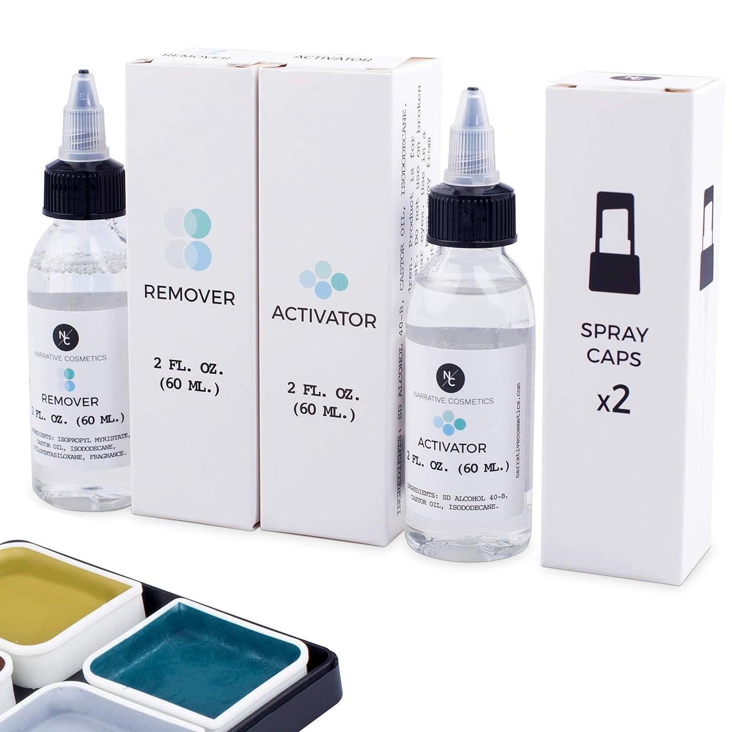 Narrative Cosmetics Zombie Alcohol-Activated Palette, Activator, and Remover Kit, Professional SFX Makeup Set