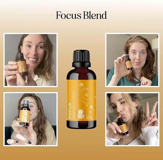 Focus Essential Oil Blend for Diffusers - Citrus and Mint Essential Oils Blend for Energy Focus and Attention Support - Essential Oil for Focus with Aromatherapy Oils for Diffusers and Humidifiers