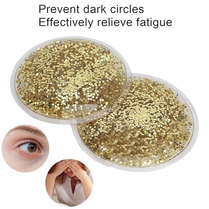 Gel Ice Pack, Hot Cold Eye Gel Ice Pack, Reusable Cooling Eye Cover for Dark Circles Puffiness, Redness and Eye Relax (Gold)