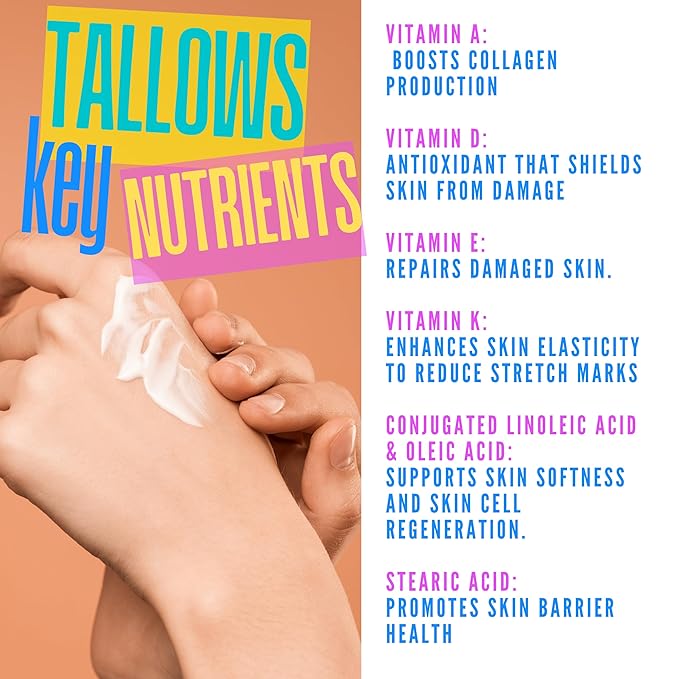 Bluebyrd Tallow Lotion – Large 9oz Size – 100% Grass-Fed & Hand-Whipped – Deeply Moisturizes & Soothes Dry, Sensitive Skin, Face + Body (9oz, Unscented)