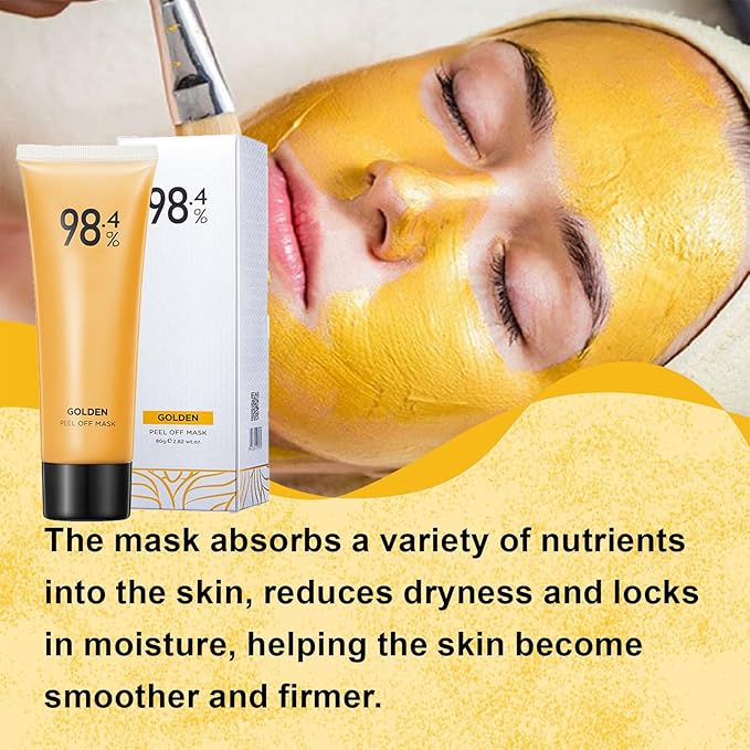 Gold Foil Peel-Off Mask, Peel-Off Anti-Wrinkle Face Mask, 98.4% Gold Face Mask, Remove Blackhead and Deeply Cleans Moisturizing Mask, Golden Peel Off Mask Cleans Pores (1 PCS)