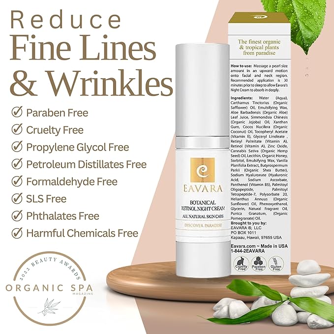 Organic Retinol Night Cream and Anti Wrinkle Face Serum