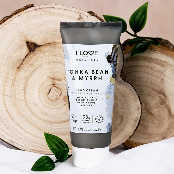 I Love Naturals Tonka Bean and Myrrh Hand Lotion - Hand Lotion for Dry Skin - Moisturizing Lotion with Shea Butter and Coconut Oil - 3.38 oz