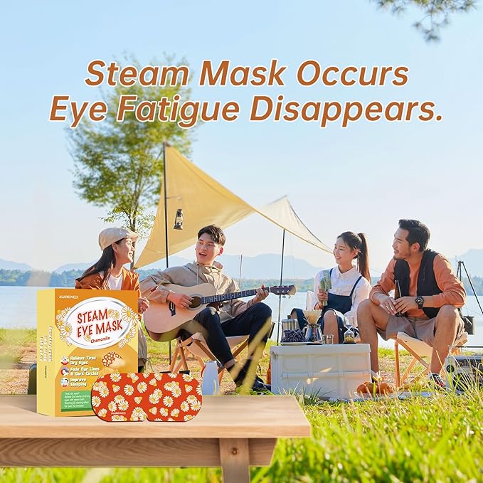 Steam Eye Mask Self Heating Moist Eye Compress Disposable SPA Warm Eye Mask 10 Packs for Dry Eyes, Eye Fatigue, Stress Relief, Soothing Headache Travel Trouble Sleeping (Chamomile)