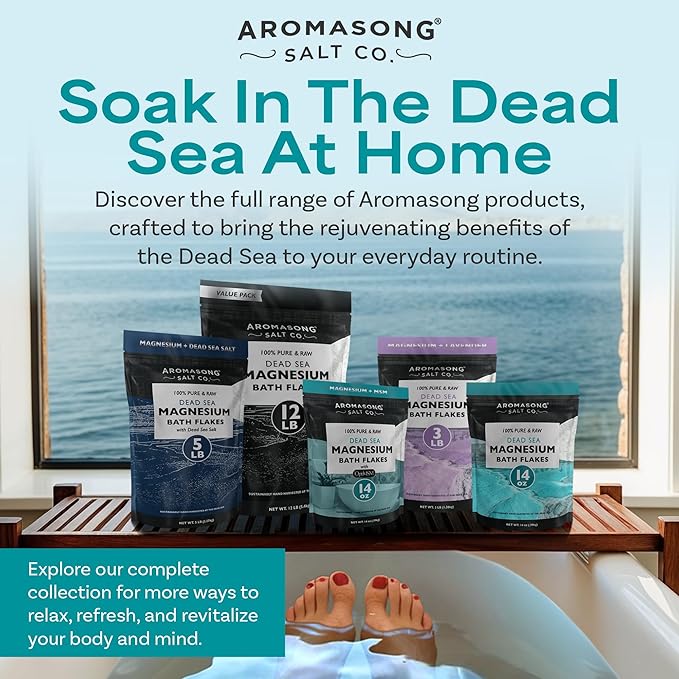 Aroamsong Ultimate Relaxation Bundle: 100% Pure Dead Sea Salt (19lb) & 100% Pure Dead Sea Magnesium Flakes (12lb) for Bath Soaks & Spa Treatments