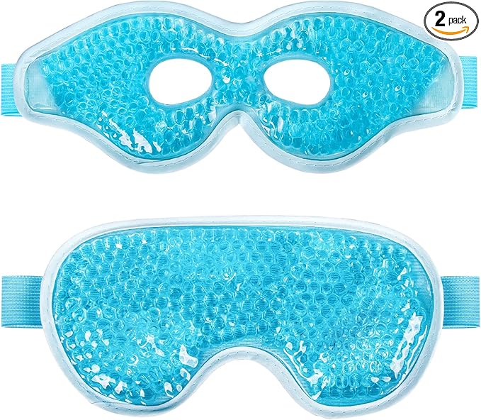 2PCS Gel Eye Mask, Cold Compress Gel Beads Eye Mask, Reusable Cooling Ice Mask for for Puffy Eyes, Dark Circles, Headaches, Migraine, Stress Relief
