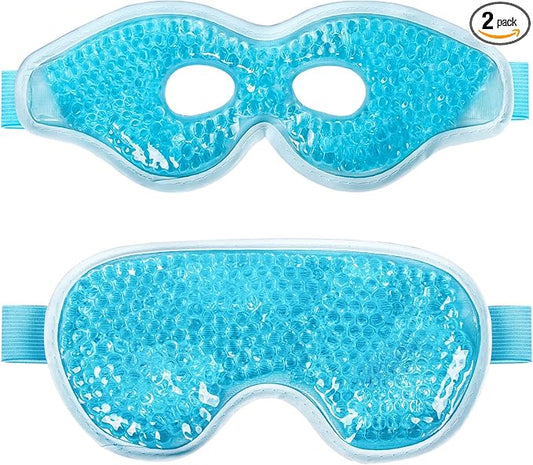 2PCS Gel Eye Mask, Cold Compress Gel Beads Eye Mask, Reusable Cooling Ice Mask for for Puffy Eyes, Dark Circles, Headaches, Migraine, Stress Relief