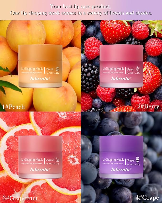 Sleeping Lip Mask, Overnight Hydrating & Prevention Dry and Cracked Lips Scrubs Exfoliator Moisturizer, Ultra-Nourishing Lip Sleeping Mask with Wand, Lip Care Therapy Treatment for Women-03#Grapefruit