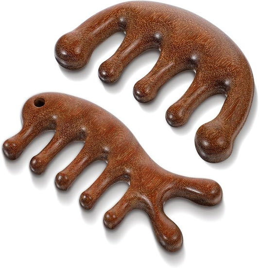 Wooden Scalp Massager, Hair Growth Comb for Scalp Gua Sha, Wood Head Massager with Wide Tooth for Hair Care, Wooden Scalp Comb Loc Comb for Women Men, Handmade Head Massage Tool