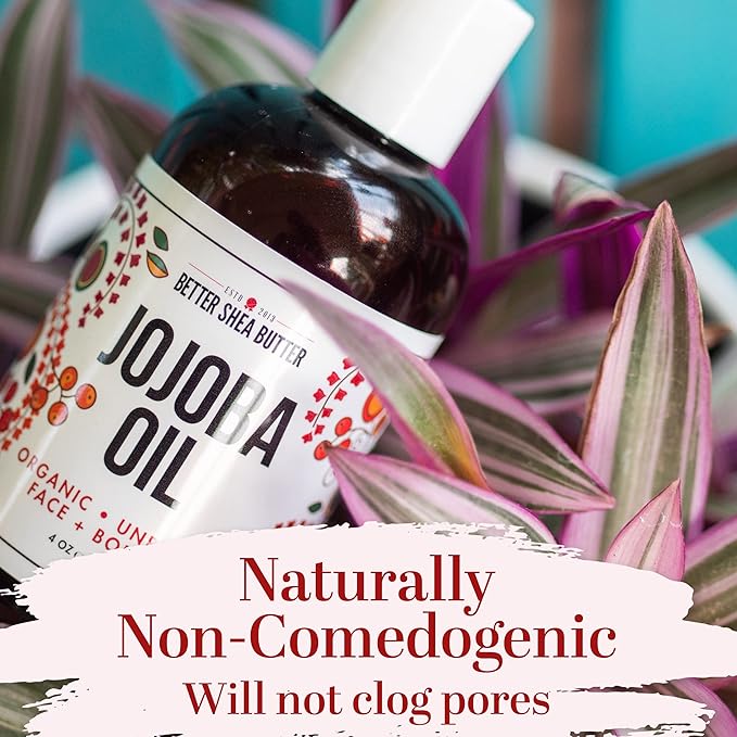 Better Shea Butter Organic Jojoba Oil | 100% Pure, Cold Pressed | Moisturize Face, Body & Hair Oil | Natural Massage Oil | 4 oz